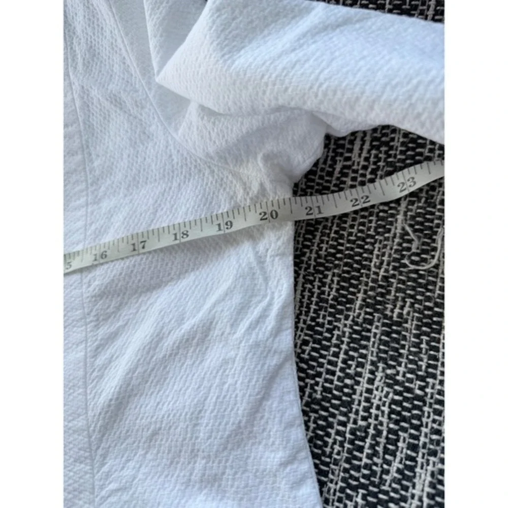 A1 Eileen Fisher Jacket White Textured Cotton Zip Front Minimalist Lightweight M